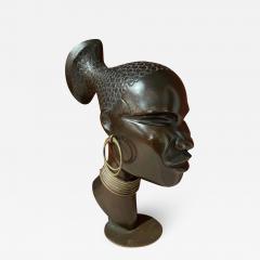 Hagenauer Carved Wood with Bronze Base Sculpture Head of African Woman 1930 - 2001983