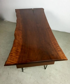 Hairpin Desk with Floating Drawer and Custom Free Edge Walnut Top - 219204