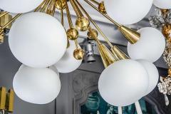 Half Sputnik Brass and Murano Glass Chandeliers - 4719254