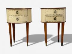 Halvdan Pettersson Halvdan Petterson Nightstands Leather Beech Brass Sweden 1950s - 4448696