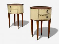 Halvdan Pettersson Halvdan Petterson Nightstands Leather Beech Brass Sweden 1950s - 4448697