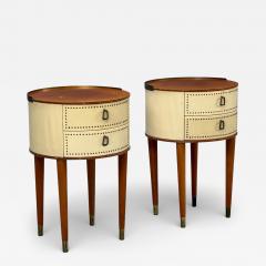 Halvdan Pettersson Halvdan Petterson Nightstands Leather Beech Brass Sweden 1950s - 4448705