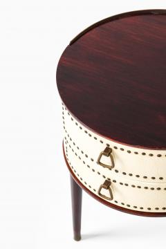 Halvdan Pettersson Set of 2 Bedside Tables in Brass and Mahogany by Halvdan Pettersson 1950s - 4507627