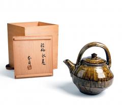 Hamada Shoji Japanese Mingei Glazed Tea Pot with Kintsugi by Shoji Hamada - 2543052