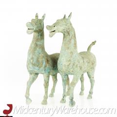 Han Dynasty Style Mid Century Terracotta Horse Pair - 2354421