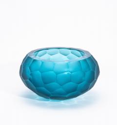 Hand Blown Modern Murano Bowl in Aquamarine Large - 4225131