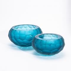 Hand Blown Modern Murano Bowl in Aquamarine Large - 4225137