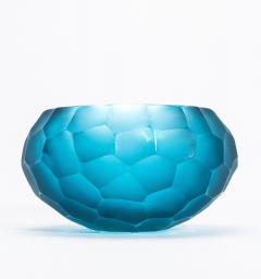 Hand Blown Modern Murano Bowl in Aquamarine Large - 4225192