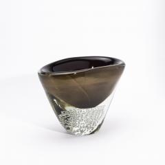 Hand Blown Modern Murano Bowl in Black with 24 karat Gold Flecks and Bubbles - 4225157
