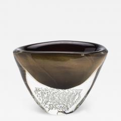 Hand Blown Modern Murano Bowl in Black with 24 karat Gold Flecks and Bubbles - 4226835