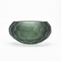 Hand Blown Modern Murano Bowl in Eucalyptus Green Large - 4227084