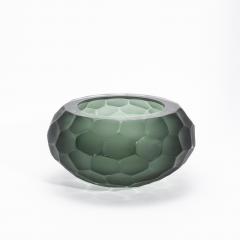 Hand Blown Modern Murano Bowl in Eucalyptus Green Large - 4227087