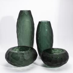 Hand Blown Modern Murano Bowl in Eucalyptus Green Large - 4227089