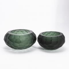 Hand Blown Modern Murano Bowl in Eucalyptus Green Large - 4227093