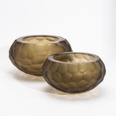 Hand Blown Modern Murano Bowl in Olive Green Large - 4225607