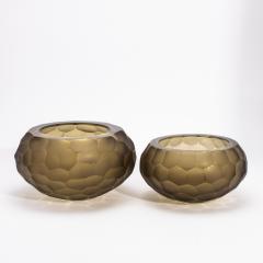 Hand Blown Modern Murano Bowl in Olive Green Large - 4225613