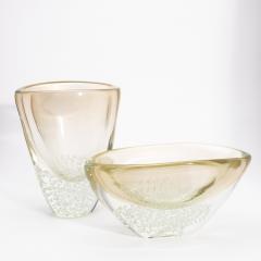 Hand Blown Modern Murano Bowl with 24 karat Gold Flecks and Bubbles - 4225108