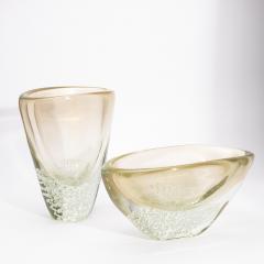 Hand Blown Modern Murano Bowl with 24 karat Gold Flecks and Bubbles - 4225202