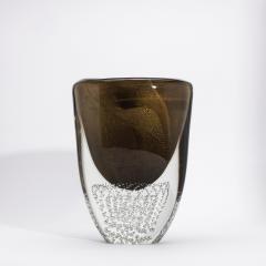 Hand Blown Modern Murano Vase in Black with 24 karat Gold Flecks and Bubles - 4225129