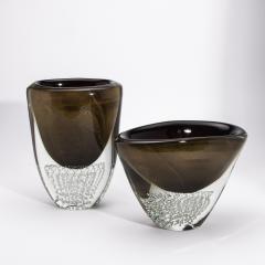 Hand Blown Modern Murano Vase in Black with 24 karat Gold Flecks and Bubles - 4225141