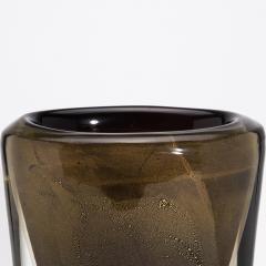 Hand Blown Modern Murano Vase in Black with 24 karat Gold Flecks and Bubles - 4225168