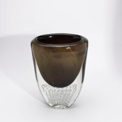 Hand Blown Modern Murano Vase in Black with 24 karat Gold Flecks and Bubles - 4225200