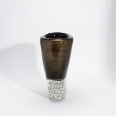 Hand Blown Modern Murano Vase in Black with 24 karat Gold Flecks and Bubles - 4225214