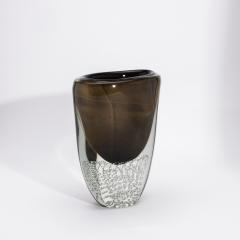 Hand Blown Modern Murano Vase in Black with 24 karat Gold Flecks and Bubles - 4225217