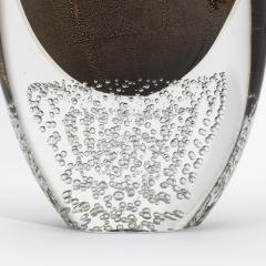 Hand Blown Modern Murano Vase in Black with 24 karat Gold Flecks and Bubles - 4225224