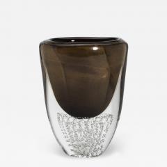 Hand Blown Modern Murano Vase in Black with 24 karat Gold Flecks and Bubles - 4226836