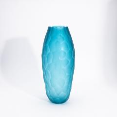 Hand Blown Modern Tall Murano Vase in Aquamarine Large - 4225130