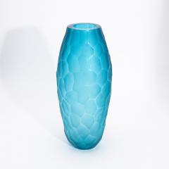 Hand Blown Modern Tall Murano Vase in Aquamarine Large - 4225187