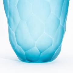 Hand Blown Modern Tall Murano Vase in Aquamarine Large - 4225235