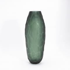 Hand Blown Modern Tall Murano Vase in Eucalyptus Green Large - 4225121