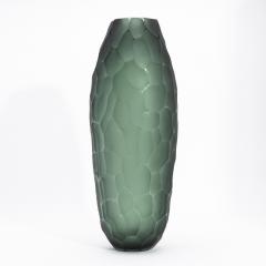 Hand Blown Modern Tall Murano Vase in Eucalyptus Green Large - 4225128