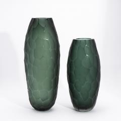 Hand Blown Modern Tall Murano Vase in Eucalyptus Green Large - 4225139