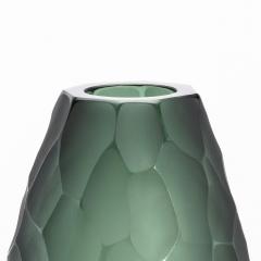 Hand Blown Modern Tall Murano Vase in Eucalyptus Green Large - 4225199
