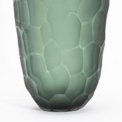 Hand Blown Modern Tall Murano Vase in Eucalyptus Green Large - 4225211