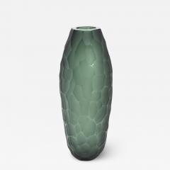 Hand Blown Modern Tall Murano Vase in Eucalyptus Green Large - 4226840