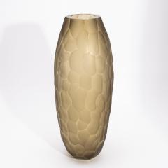 Hand Blown Modern Tall Murano Vase in Olive Green Large - 4227054