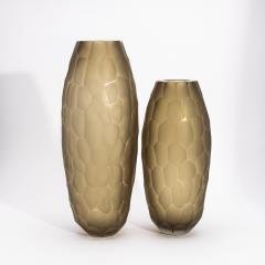 Hand Blown Modern Tall Murano Vase in Olive Green Large - 4227055