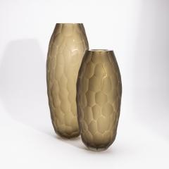 Hand Blown Modern Tall Murano Vase in Olive Green Large - 4227057