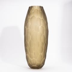 Hand Blown Modern Tall Murano Vase in Olive Green Large - 4227064