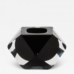 Hand Blown Murano Ashtray in Clear and Onyx Black - 4208735
