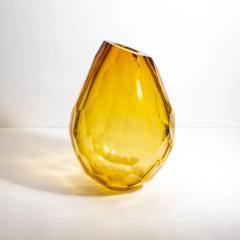 Hand Blown Murano Barrel Vase in Amber with the Side Cut - 3851664