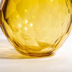 Hand Blown Murano Barrel Vase in Amber with the Side Cut - 3851665
