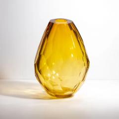 Hand Blown Murano Barrel Vase in Amber with the Side Cut - 3851666