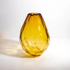 Hand Blown Murano Barrel Vase in Amber with the Side Cut - 3851668