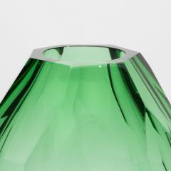 Hand Blown Murano Barrel Vase in Emerald Green Extra Tall - 4260750