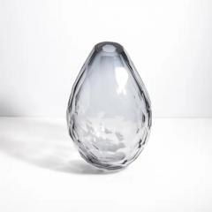 Hand Blown Murano Barrel Vase in Grey with Side Cut XL - 3851767